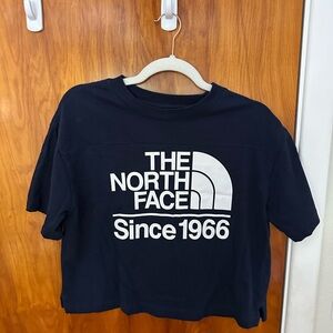 The North Face Blue Short Sleeve Crop Tee Classic Crew Neck